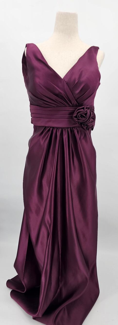 D'Zage Bridesmaid Women's Size 2 Eggplant Formal Maxi Gown with Flower